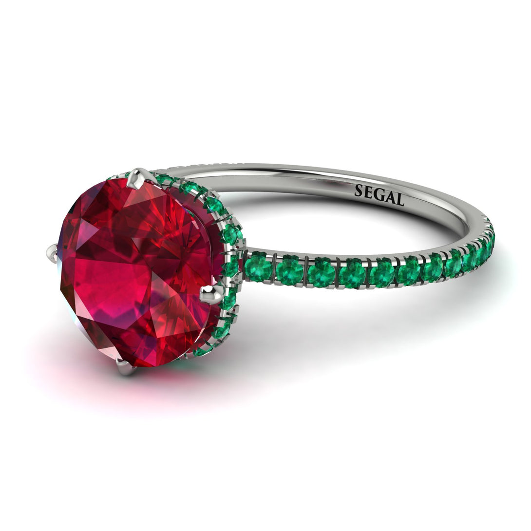 Double Hidden Halo Ruby Engagement Ring - Angelina No. 27