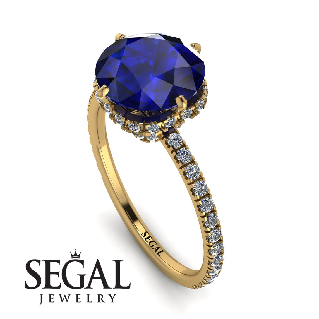 Double Hidden Halo Sapphire Engagement Ring - Angelina No. 13