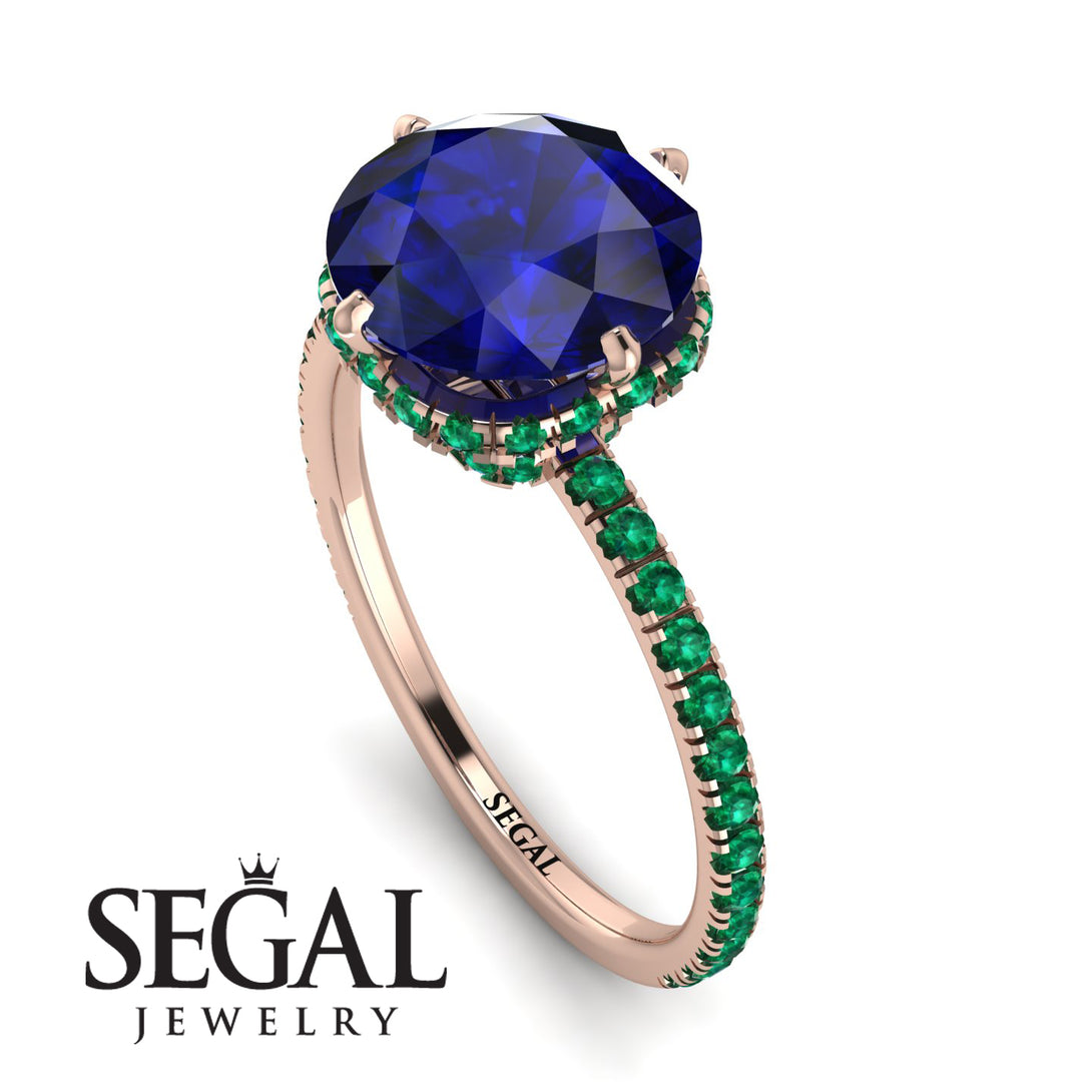 Double Hidden Halo Sapphire Engagement Ring - Angelina No. 29