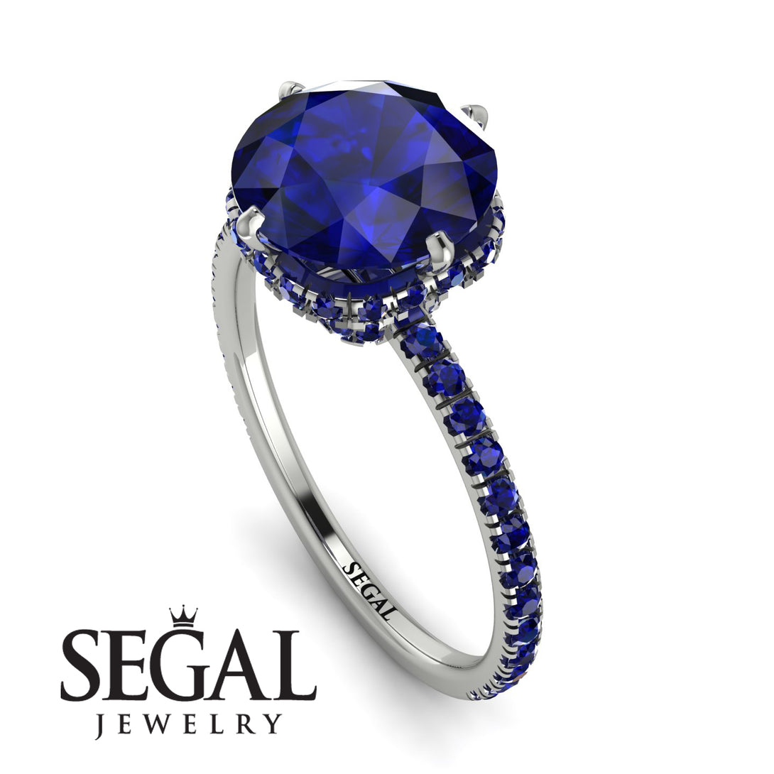 Double Hidden Halo Sapphire Engagement Ring - Angelina No. 75