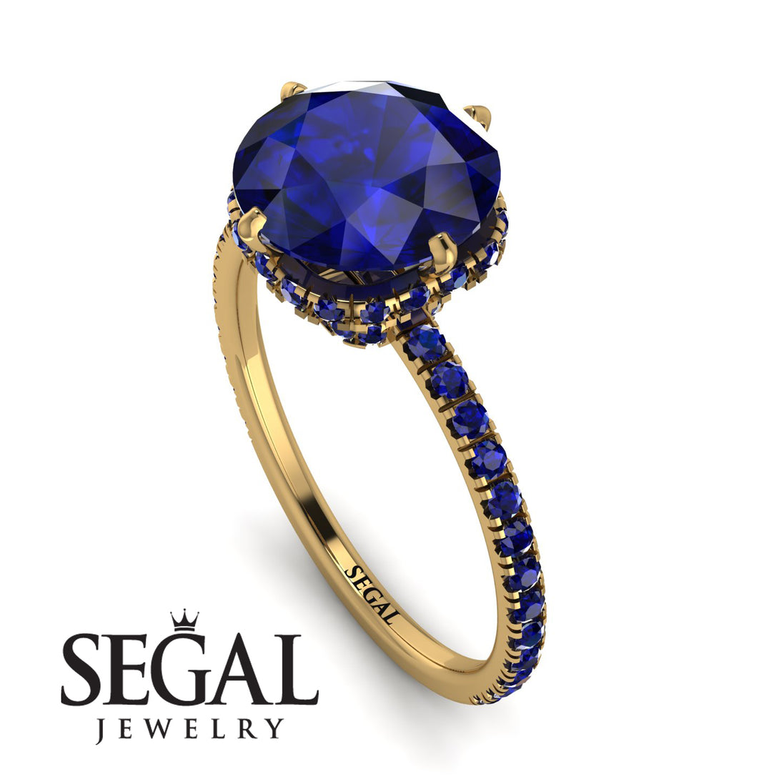 Double Hidden Halo Sapphire Engagement Ring - Angelina No. 73