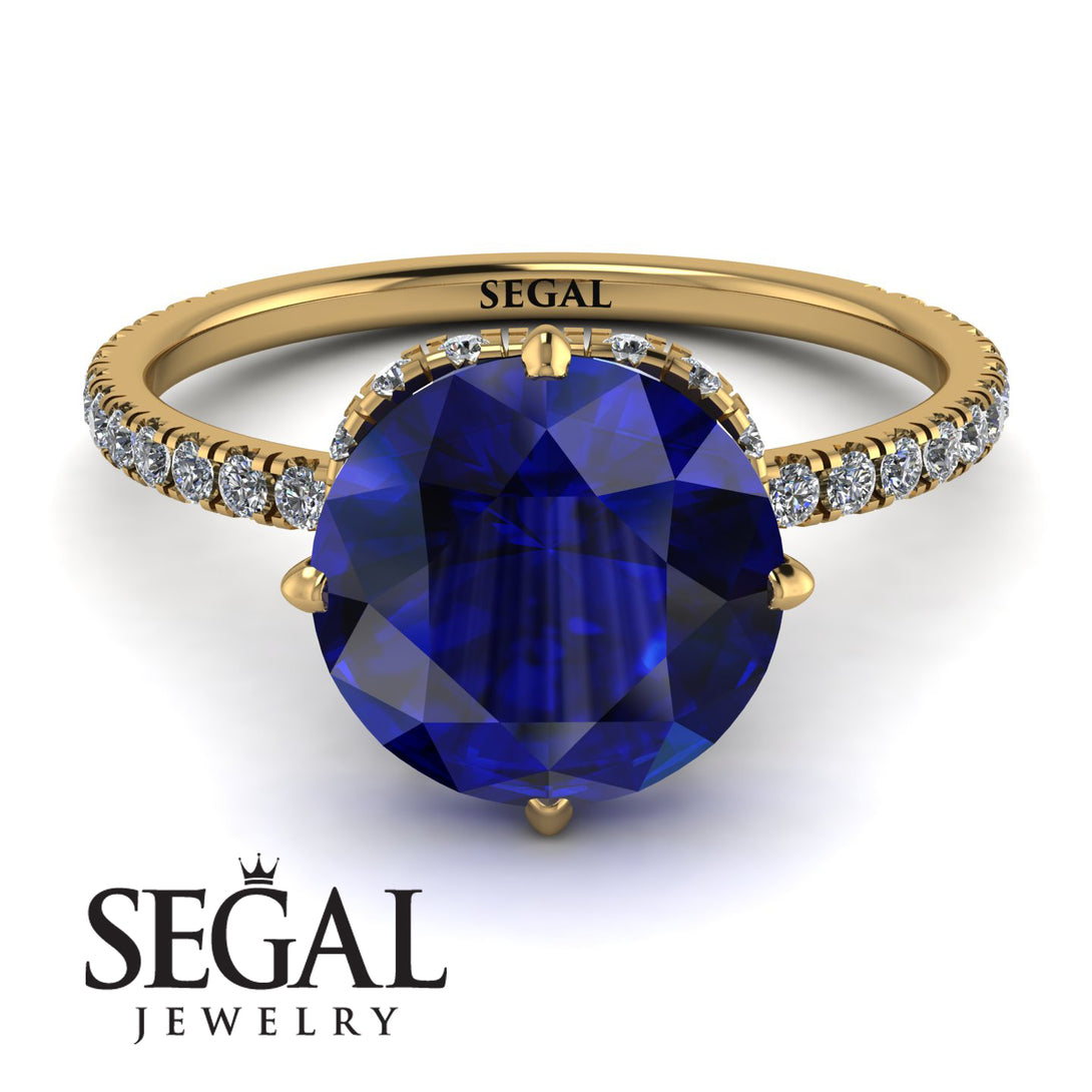 Double Hidden Halo Sapphire Engagement Ring - Angelina No. 13