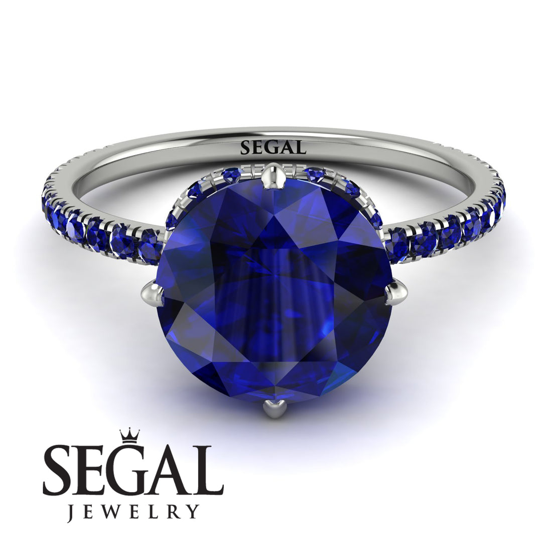 Double Hidden Halo Sapphire Engagement Ring - Angelina No. 75