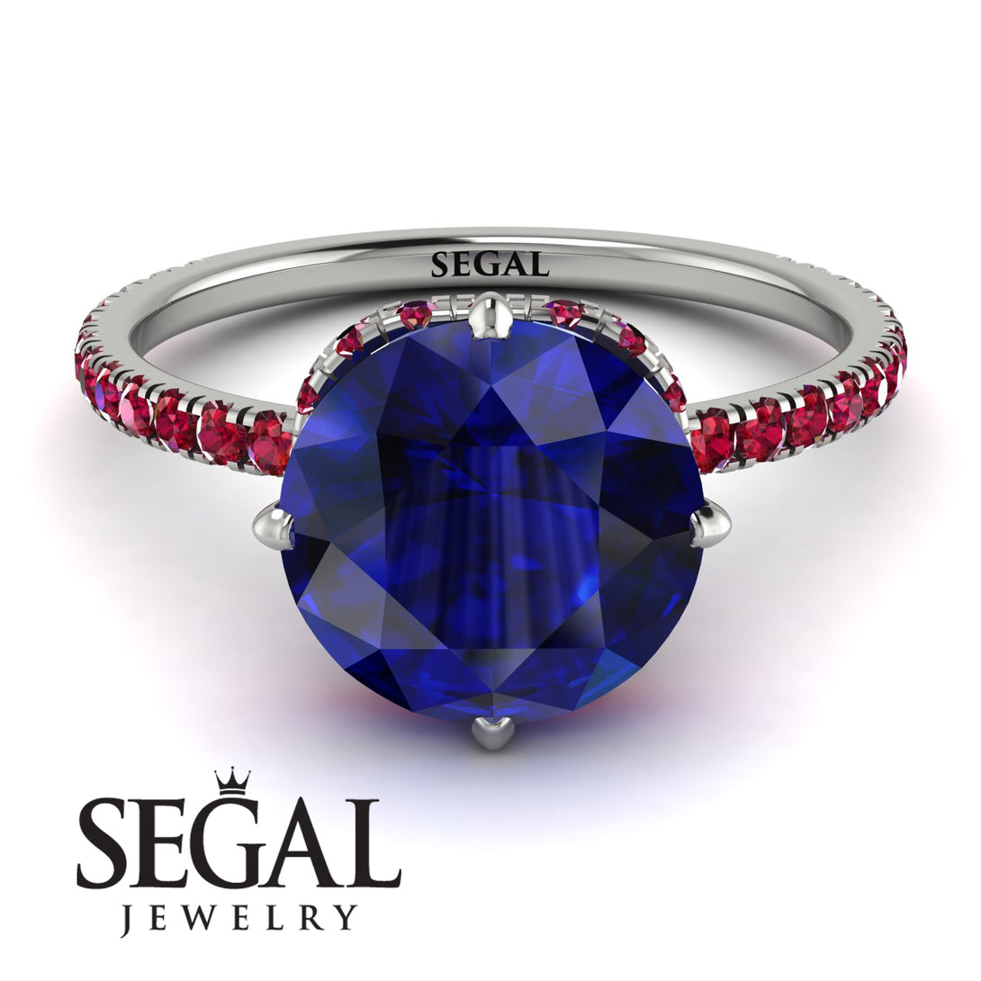 Double Hidden Halo Sapphire Engagement Ring - Angelina No. 60