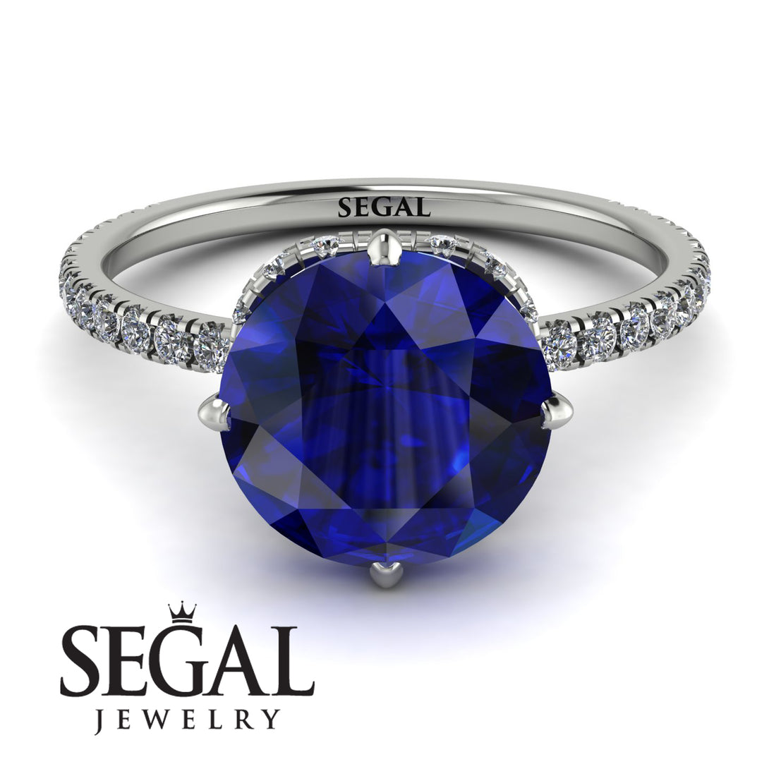Double Hidden Halo Sapphire Engagement Ring - Angelina No. 15