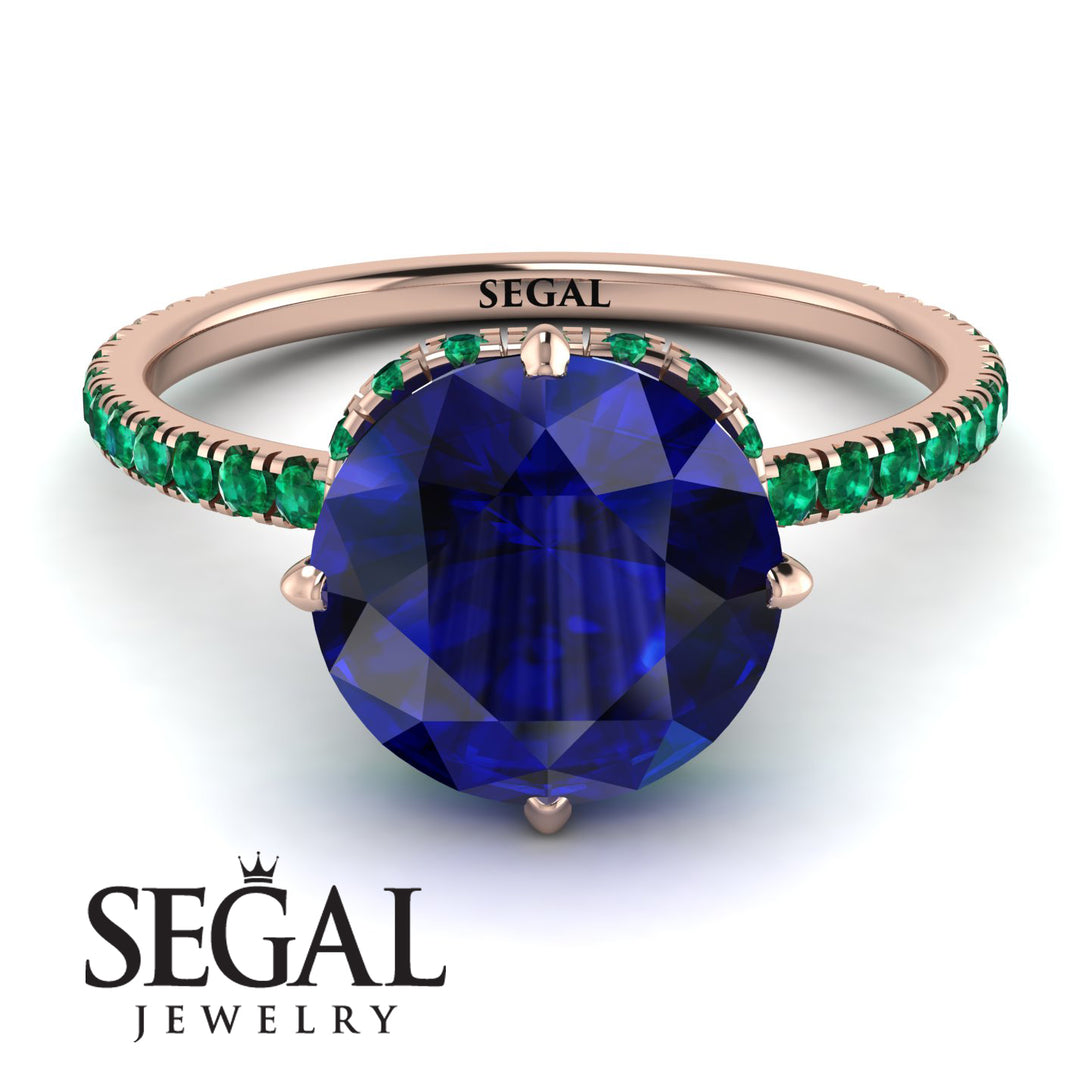 Double Hidden Halo Sapphire Engagement Ring - Angelina No. 29