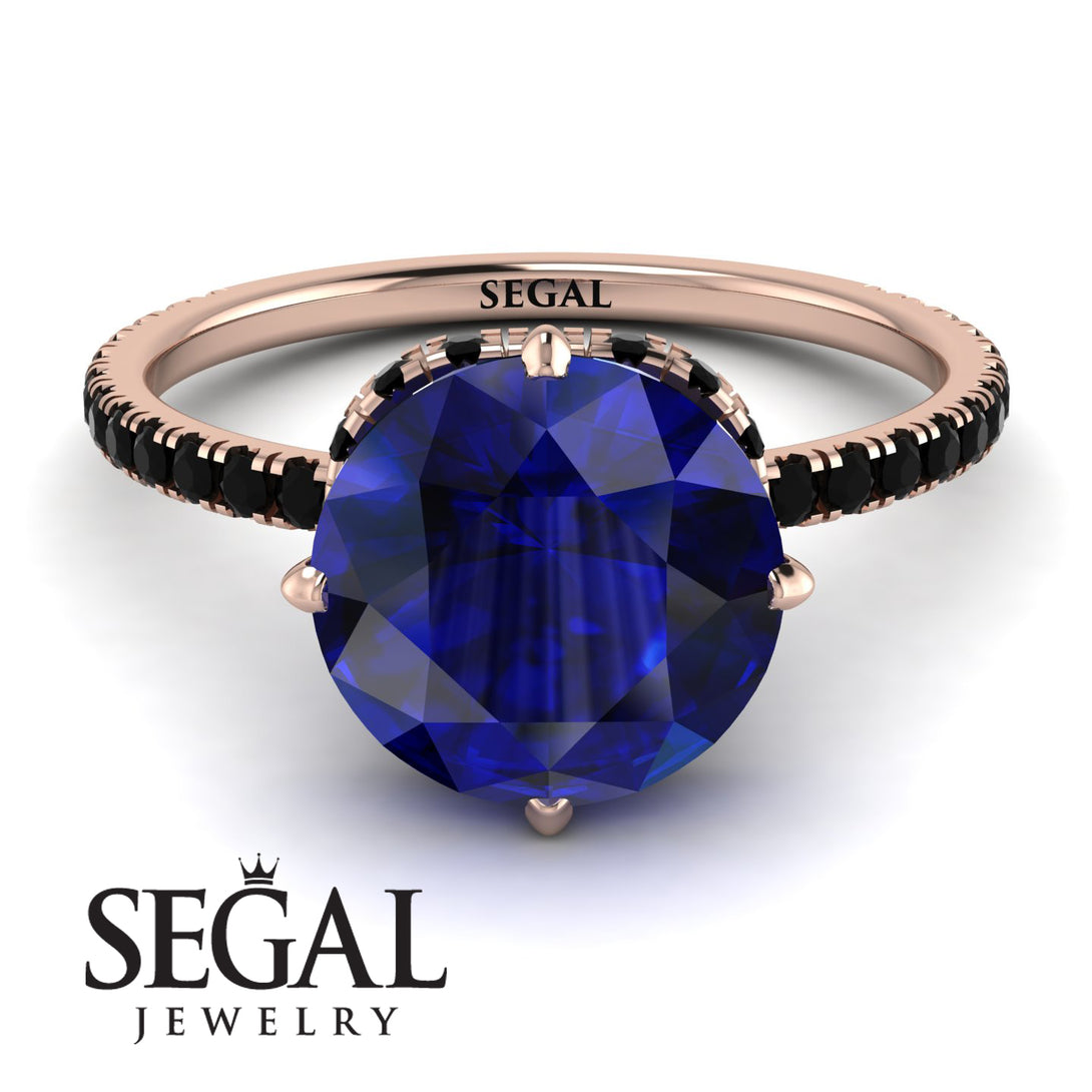 Double Hidden Halo Sapphire Engagement Ring - Angelina No. 44