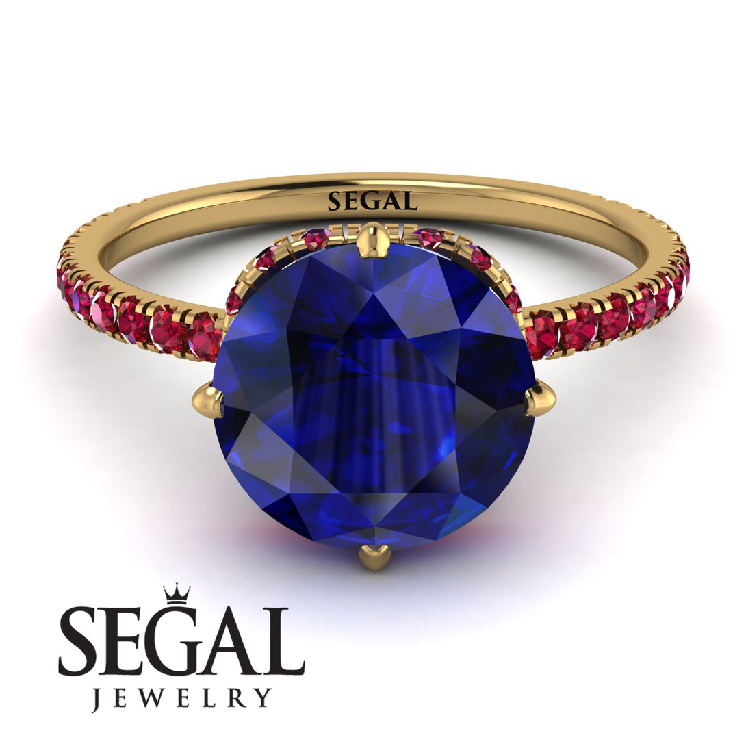 Double Hidden Halo Sapphire Engagement Ring - Angelina No. 58