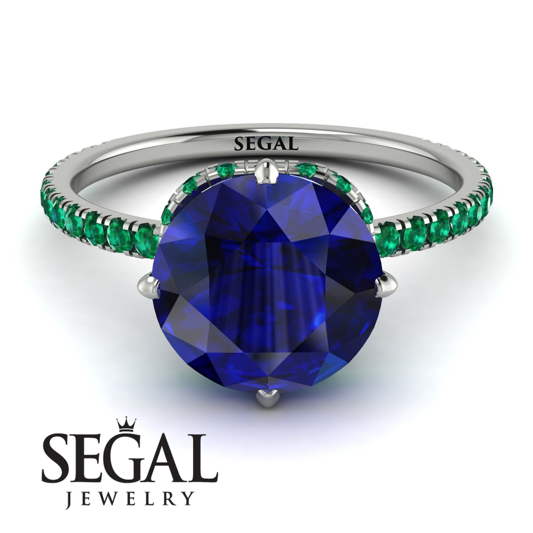 Double Hidden Halo Sapphire Engagement Ring - Angelina No. 30