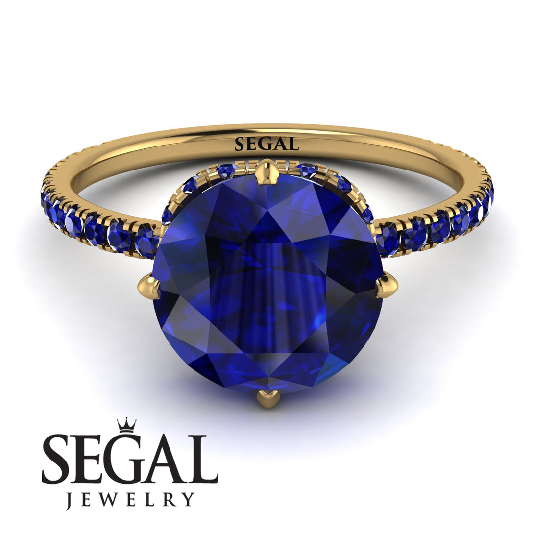 Double Hidden Halo Sapphire Engagement Ring - Angelina No. 73