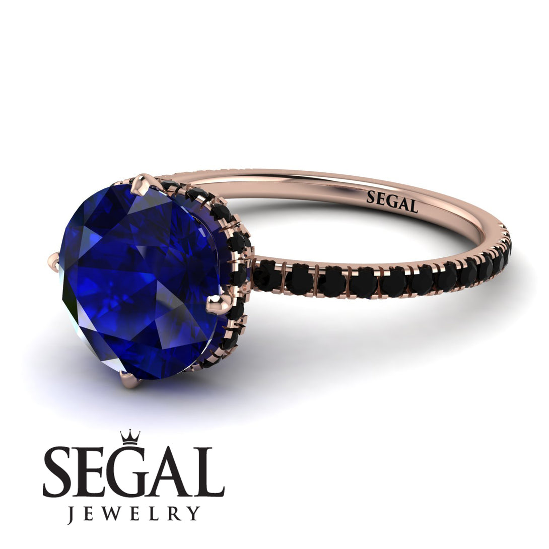 Double Hidden Halo Sapphire Engagement Ring - Angelina No. 44