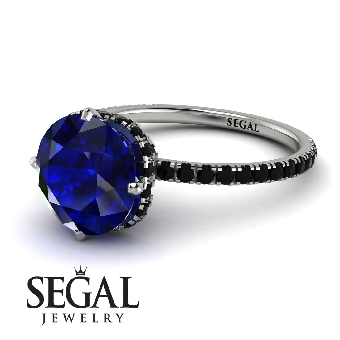 Double Hidden Halo Sapphire Engagement Ring - Angelina No. 45