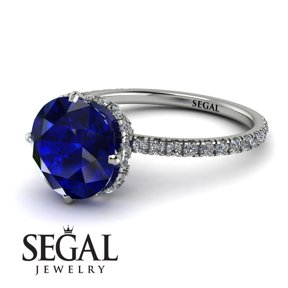 Double Hidden Halo Sapphire Engagement Ring - Angelina No. 15