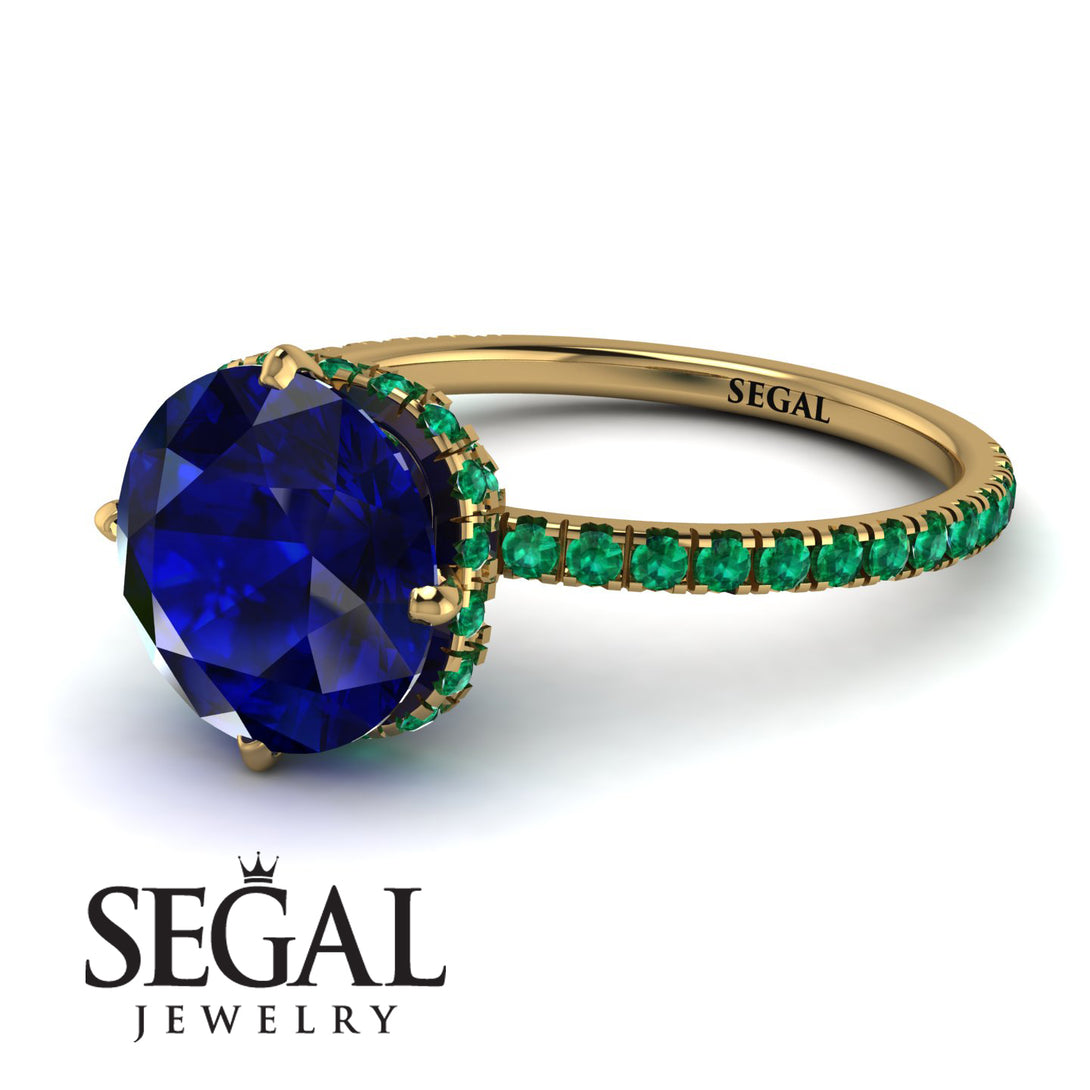 Double Hidden Halo Sapphire Engagement Ring - Angelina No. 28