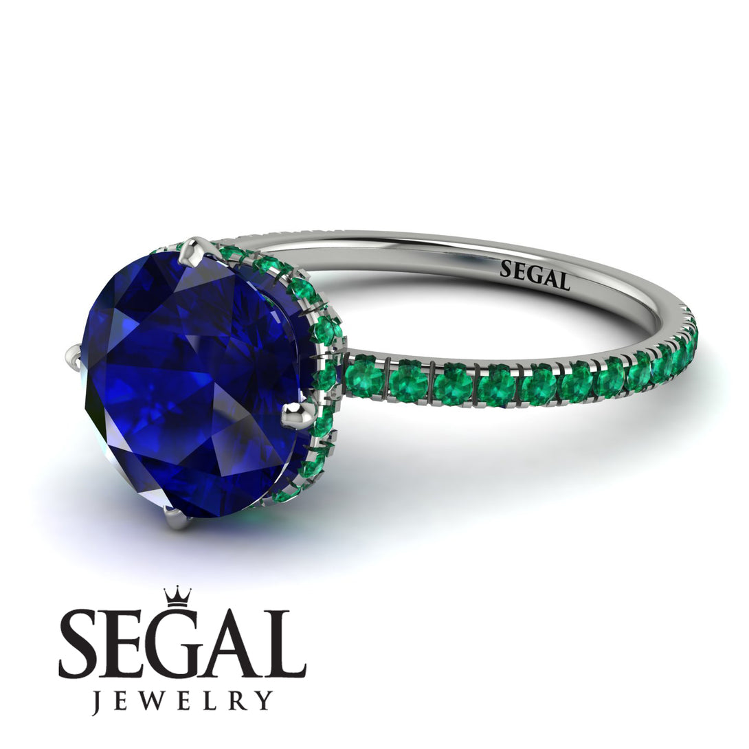 Double Hidden Halo Sapphire Engagement Ring - Angelina No. 30