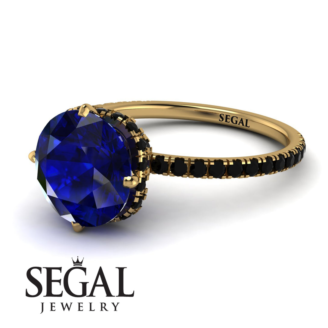 Double Hidden Halo Sapphire Engagement Ring - Angelina No. 43