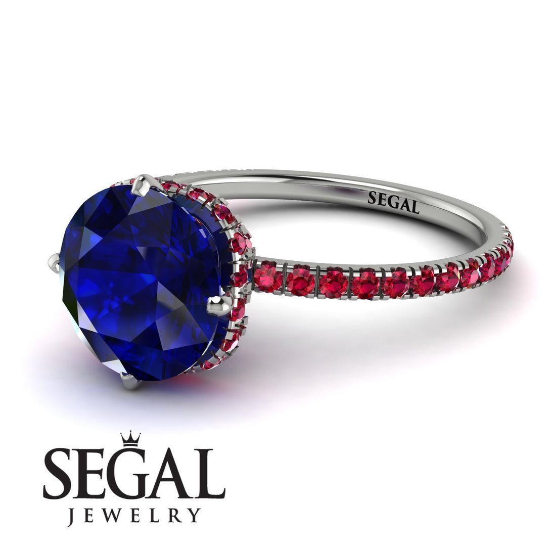 Double Hidden Halo Sapphire Engagement Ring - Angelina No. 60