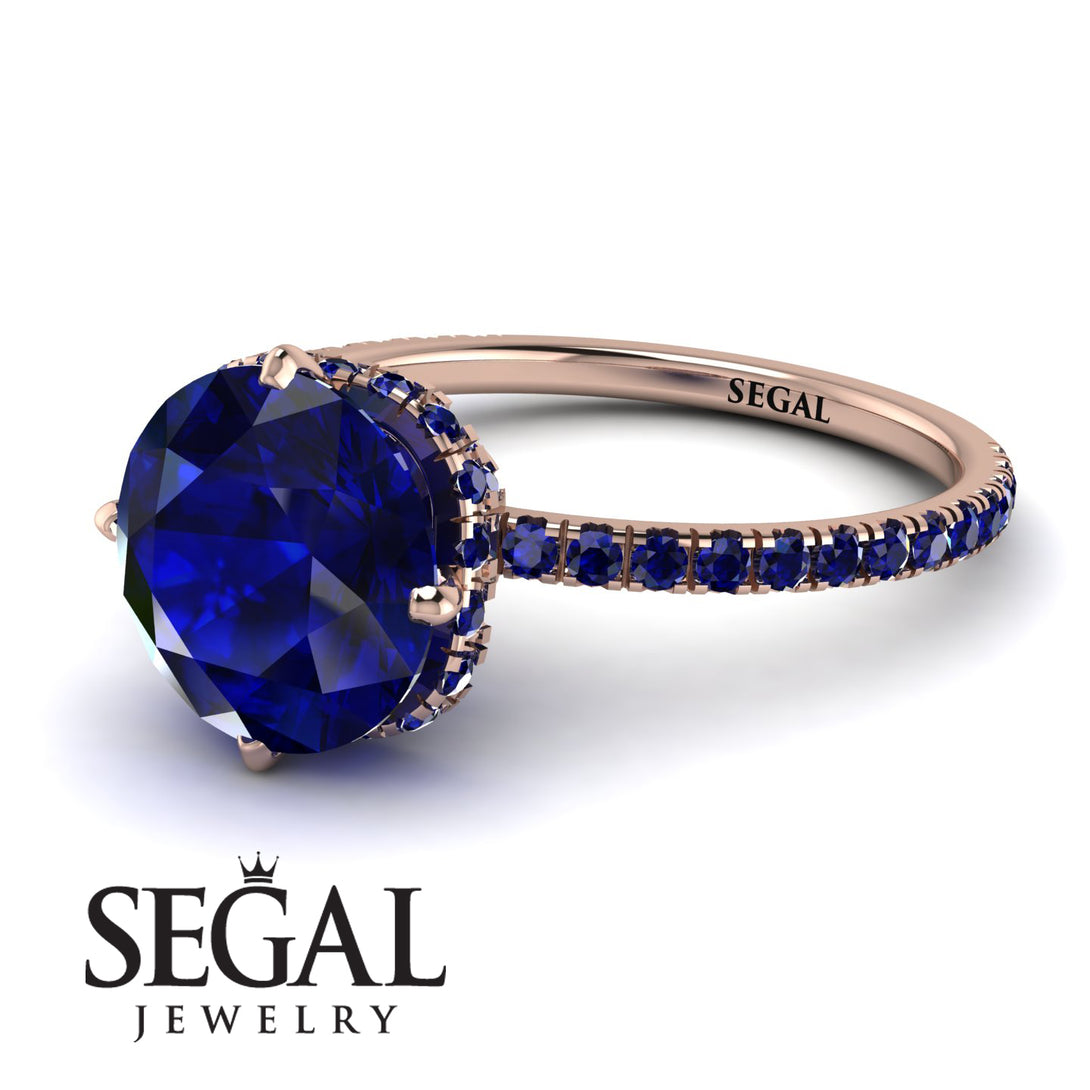 Double Hidden Halo Sapphire Engagement Ring - Angelina No. 74