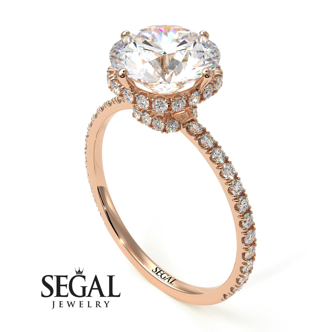 Double Hidden Halo Diamond Engagement Ring - Angelina No. 2