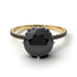 Two Tones Double Hidden Halo Black Diamond Engagement Ring - Angelina No. 80