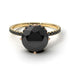 Two Tones Double Hidden Halo Black Diamond Engagement Ring - Angelina No. 79