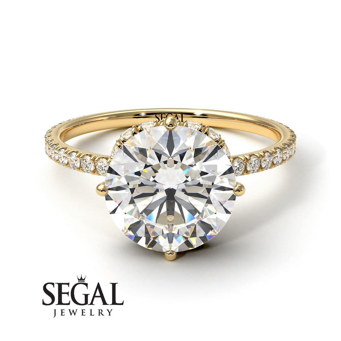 Double Hidden Halo Diamond Engagement Ring - Angelina No. 1