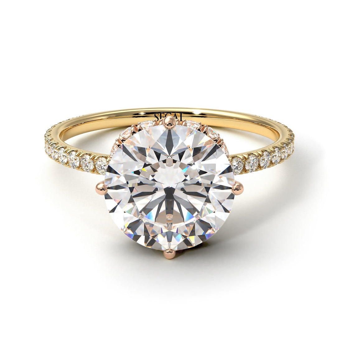 Two Tones Double Hidden Halo Diamond Engagement Ring - Angelina No. 76