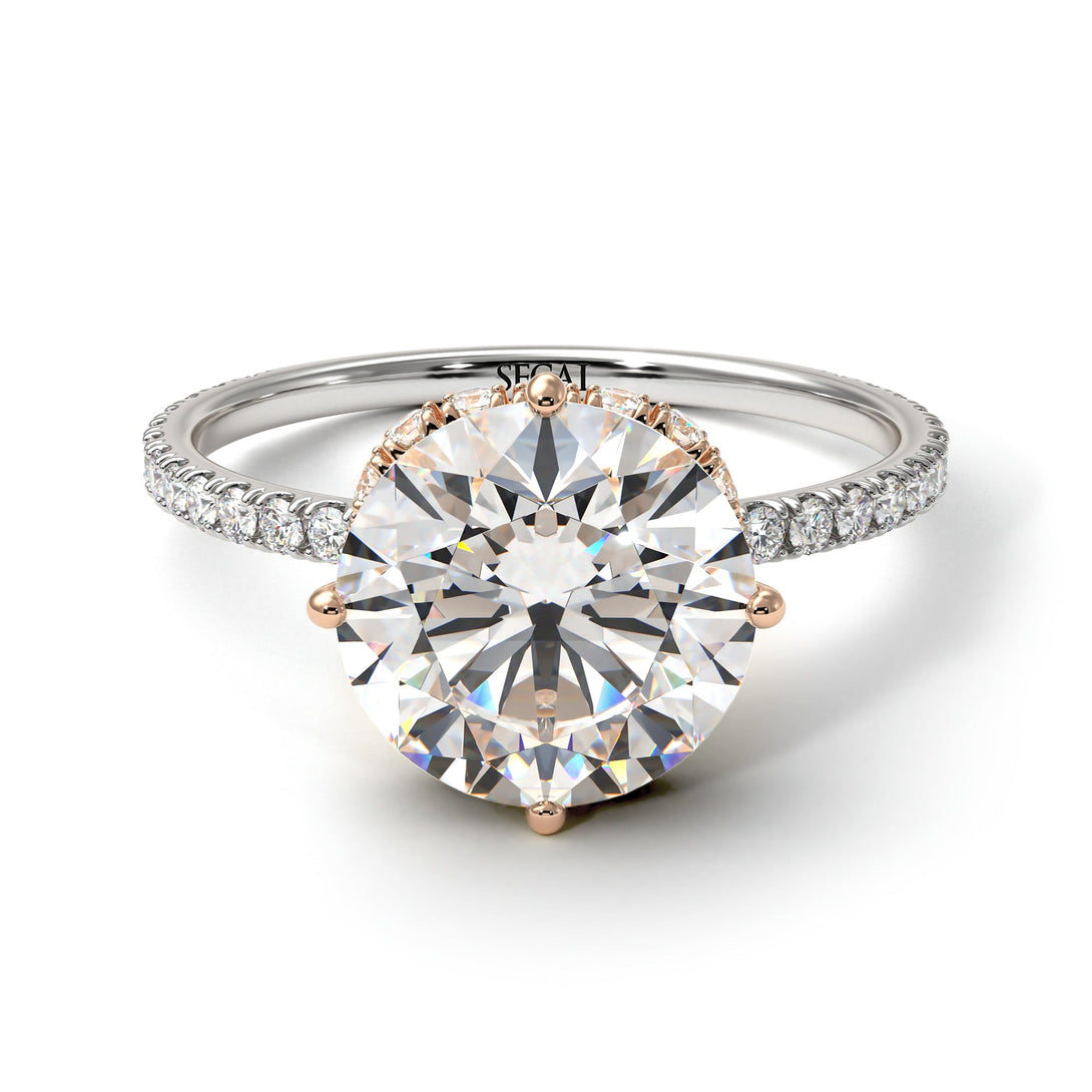 Two Tones Double Hidden Halo Diamond Engagement Ring - Angelina No. 78