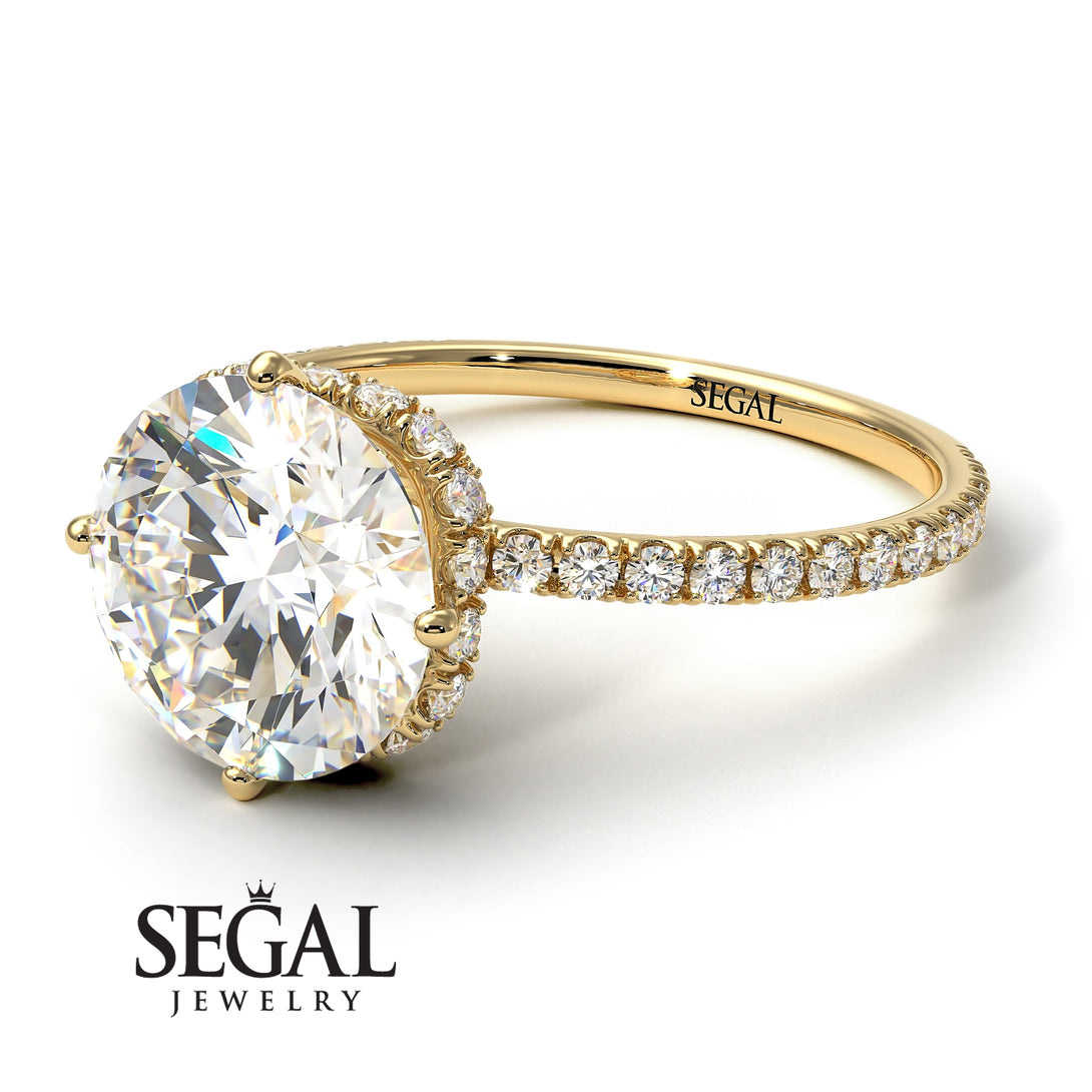 Double Hidden Halo Diamond Engagement Ring - Angelina No. 1