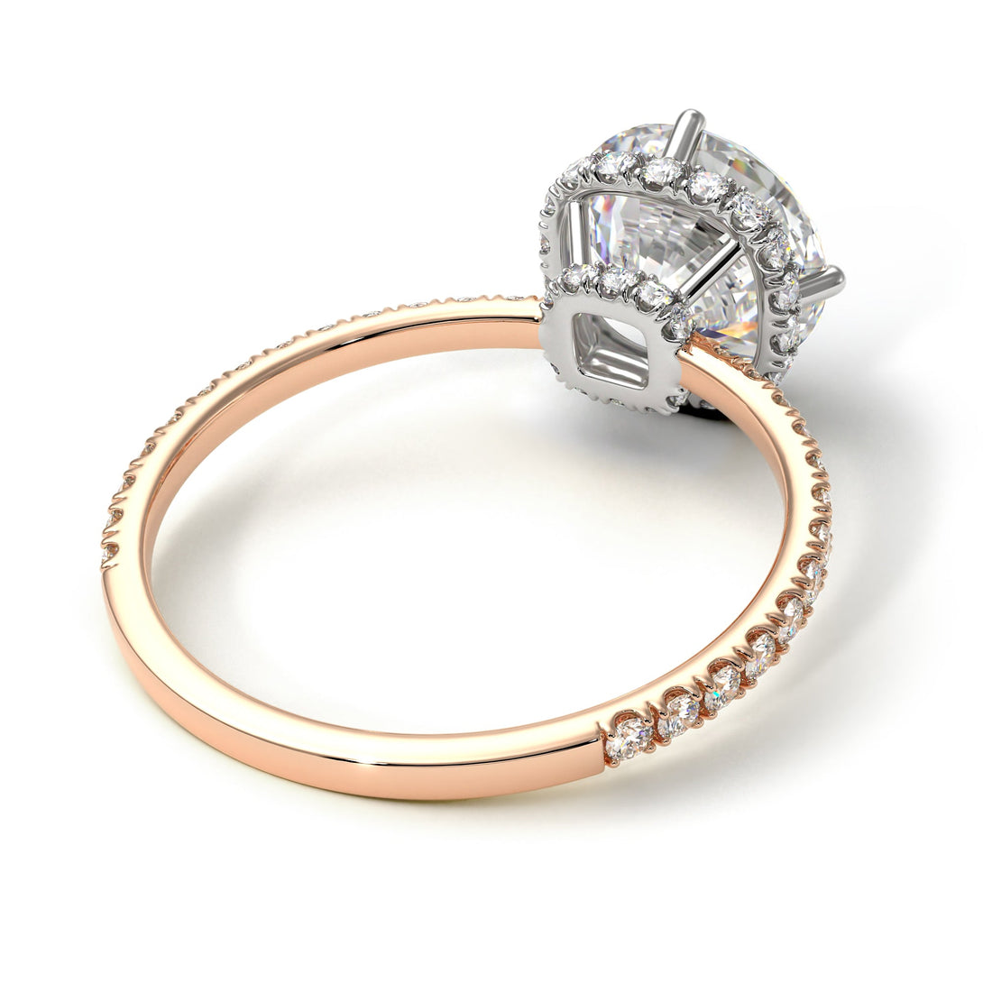 Two Tones Double Hidden Halo Diamond Engagement Ring - Angelina No. 78