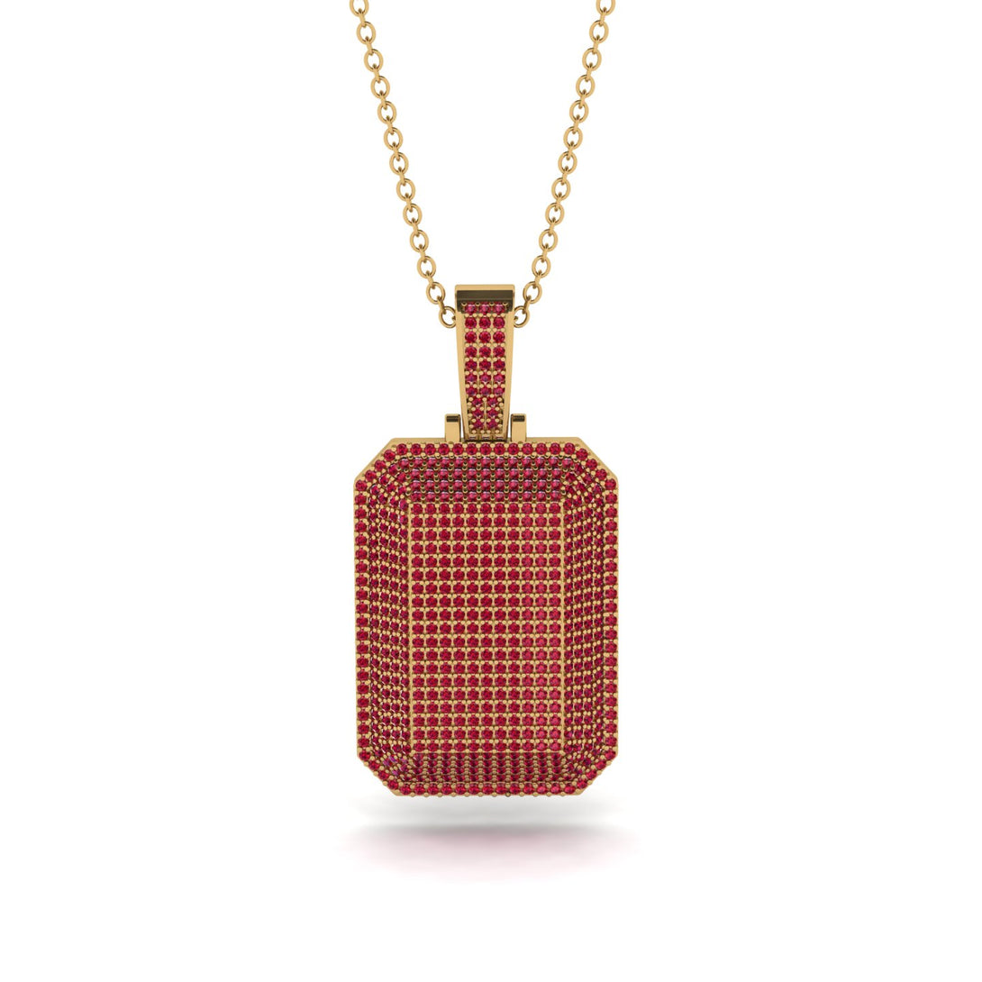 Elegant Dog Tag Men Ruby Pendant - Robert No. 10