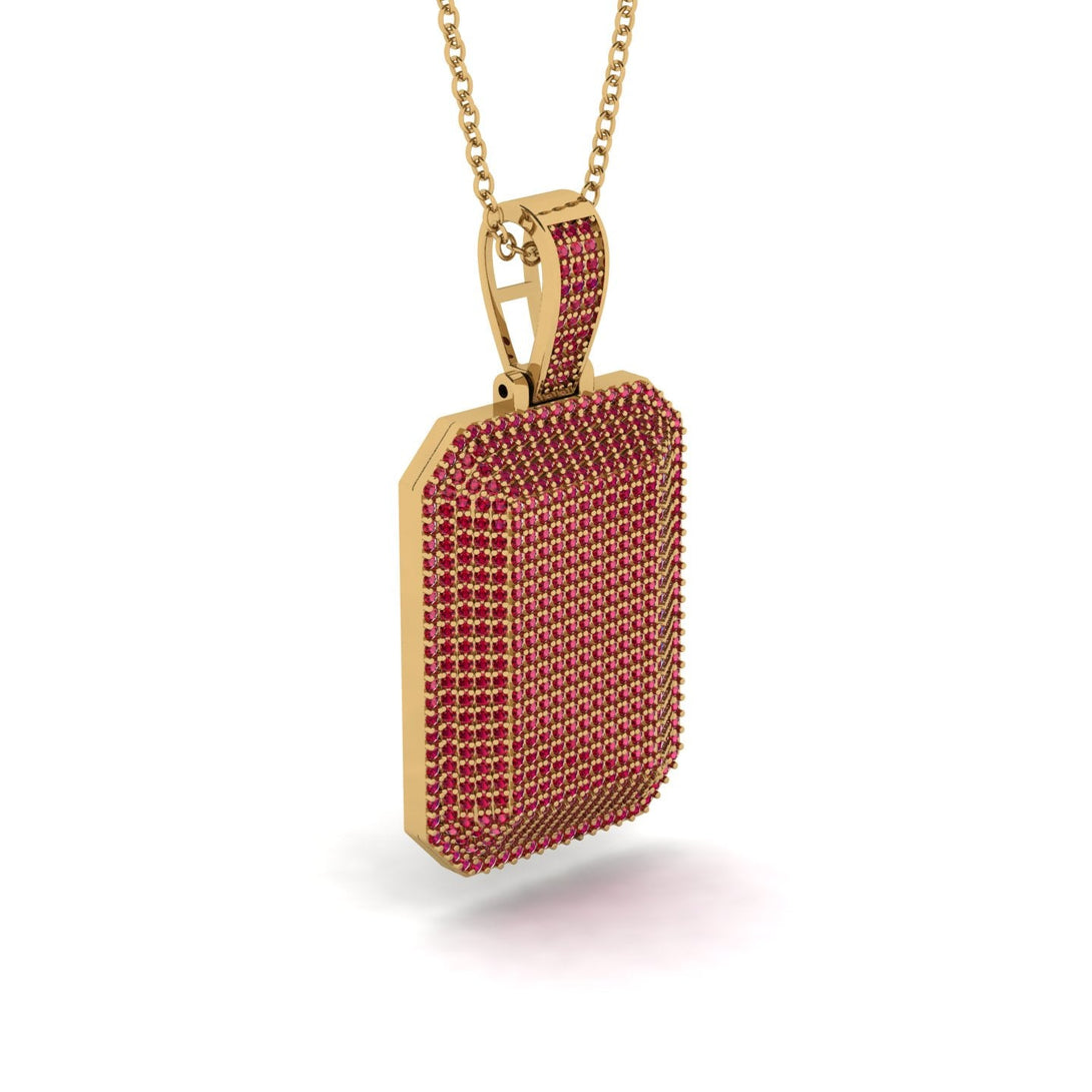 Elegant Dog Tag Men Ruby Pendant - Robert No. 10