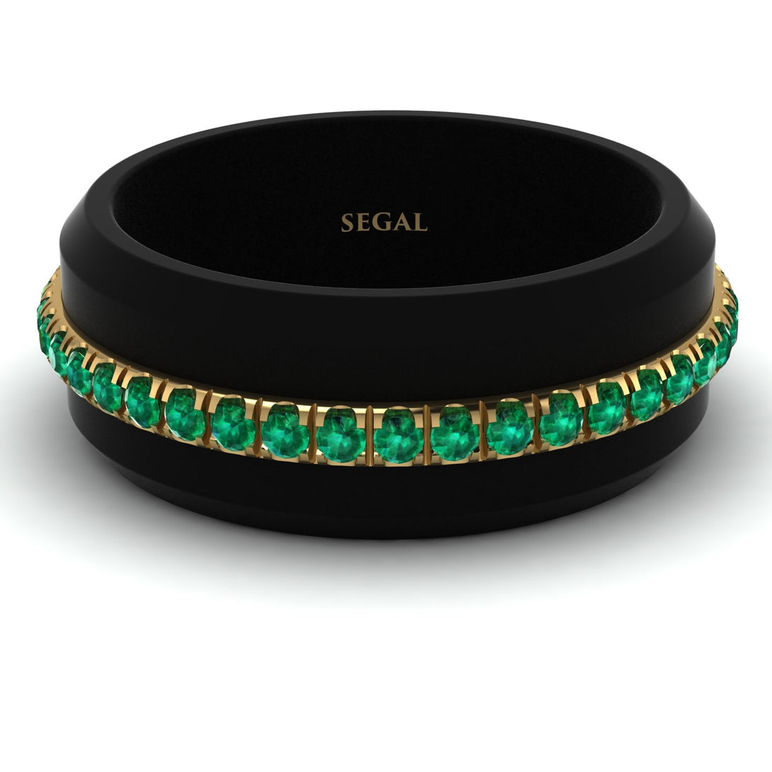Elegant Men's Emerald Black Ring - Jayden No. 13