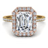 Two Tones Gorgeous Emerald Cut Diamond Pave Engagement Ring With Hidden Stone - Veronica No. 76