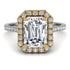 Two Tones Gorgeous Emerald Cut Diamond Pave Engagement Ring With Hidden Stone - Veronica No. 77