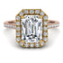 Two Tones Gorgeous Emerald Cut Diamond Pave Engagement Ring With Hidden Stone - Veronica No. 76