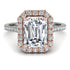 Two Tones Gorgeous Emerald Cut Diamond Pave Engagement Ring With Hidden Stone - Veronica No. 78