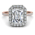 Two Tones Gorgeous Emerald Cut Diamond Pave Engagement Ring With Hidden Stone - Veronica No. 78
