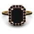 Two Tones Gorgeous Emerald Cut Black Diamond Pave Engagement Ring With Hidden Stone - Veronica No. 79
