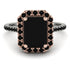 Two Tones Gorgeous Emerald Cut Black Diamond Pave Engagement Ring With Hidden Stone - Veronica No. 81