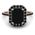 Two Tones Gorgeous Emerald Cut Black Diamond Pave Engagement Ring With Hidden Stone - Veronica No. 81