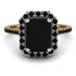 Two Tones Gorgeous Emerald Cut Black Diamond Pave Engagement Ring With Hidden Stone - Veronica No. 80