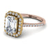 Two Tones Gorgeous Emerald Cut Diamond Pave Engagement Ring With Hidden Stone - Veronica No. 76