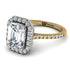 Two Tones Gorgeous Emerald Cut Diamond Pave Engagement Ring With Hidden Stone - Veronica No. 77