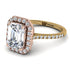 Two Tones Gorgeous Emerald Cut Diamond Pave Engagement Ring With Hidden Stone - Veronica No. 76