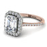Two Tones Gorgeous Emerald Cut Diamond Pave Engagement Ring With Hidden Stone - Veronica No. 78