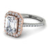 Two Tones Gorgeous Emerald Cut Diamond Pave Engagement Ring With Hidden Stone - Veronica No. 78