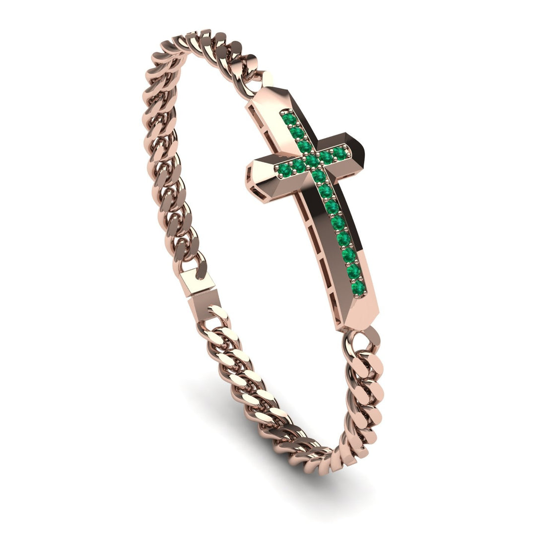 Emerald Cross Men Chain Bracelet - Nicholas No. 5