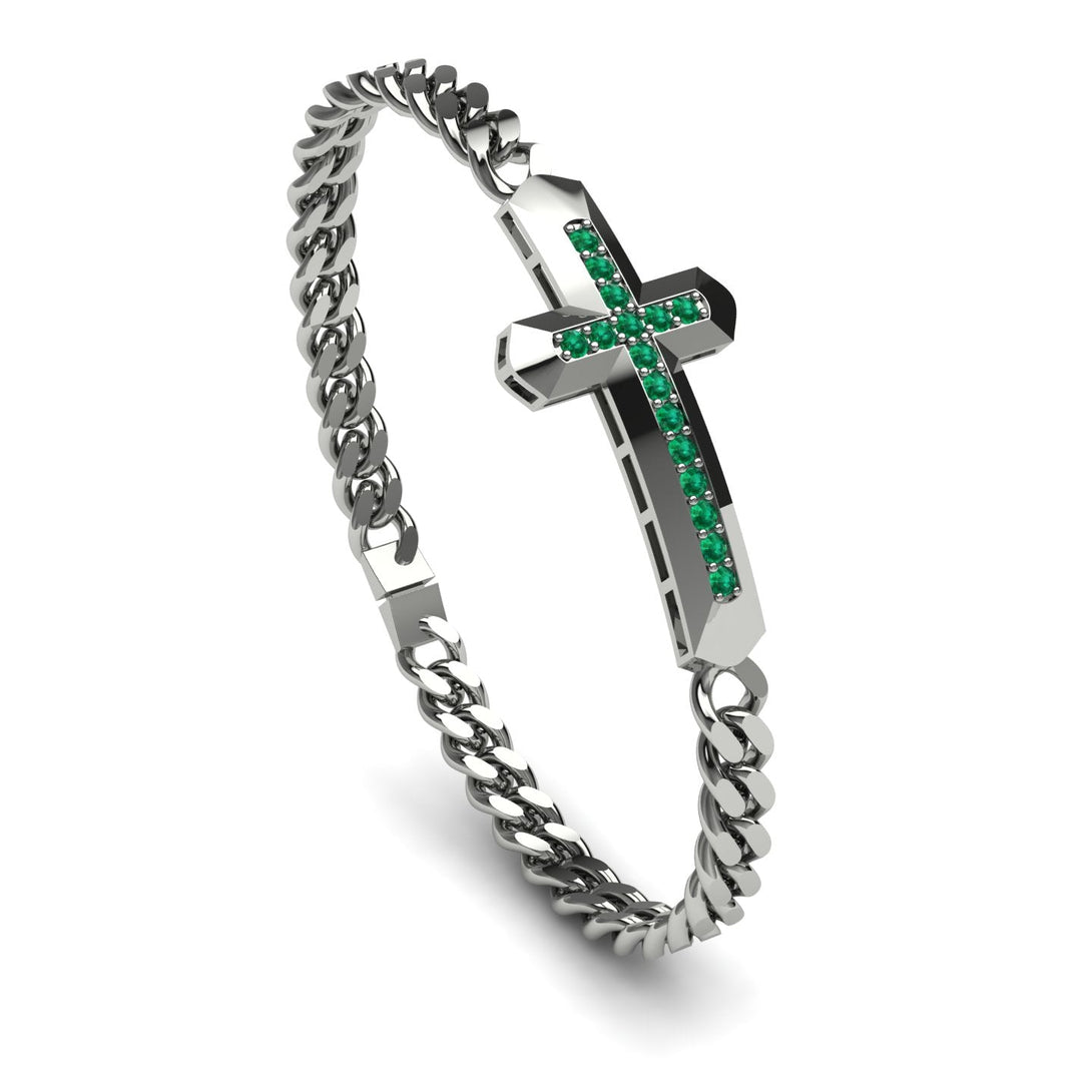 Emerald Cross Men Chain Bracelet - Nicholas No. 6