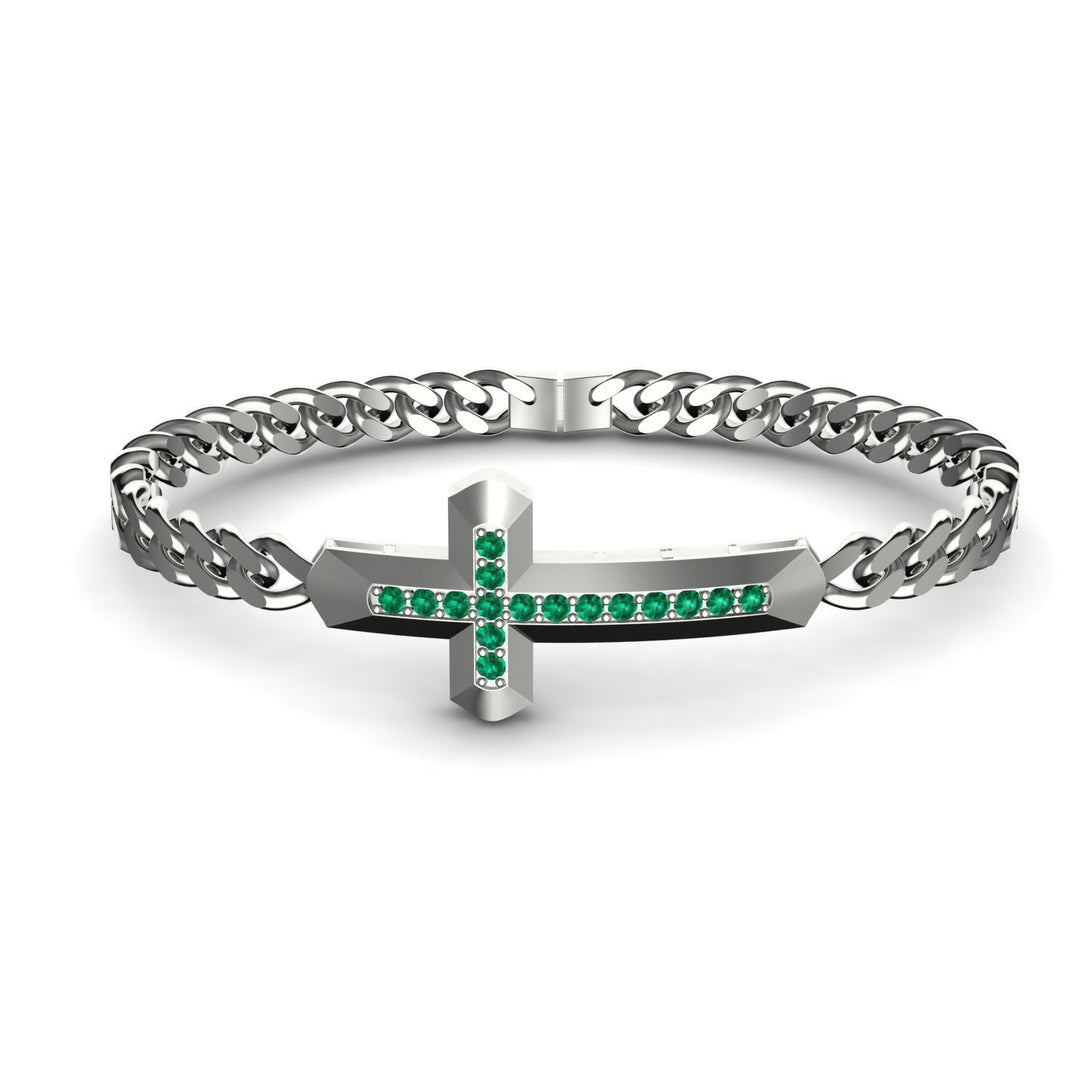 Emerald Cross Men Chain Bracelet - Nicholas No. 6